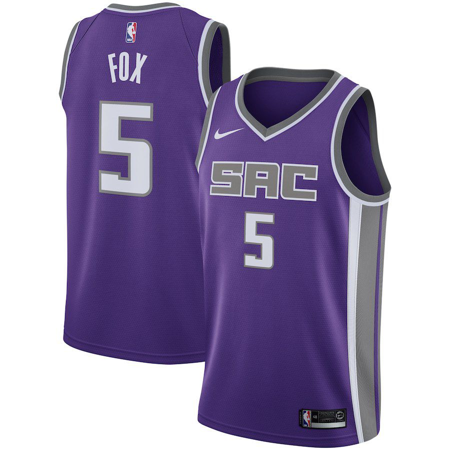 Men Sacramento Kings #5 Fox Purple City Edition Game Nike NBA Jerseys